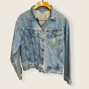 Saugatuck Men’s Lightwash Blue Denim Button-Up Jacket Classic Fit Size M